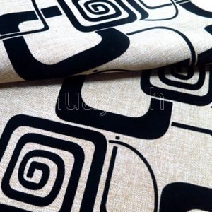 geometric flocking fabric for sofa close look