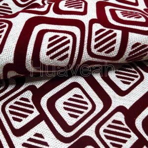 red upholstery fabric close look