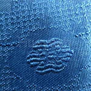 blue curtain fabric close look