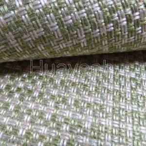 linen look plaid chenille fabric close look