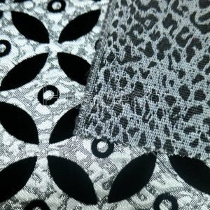black and white geometric fabric backside