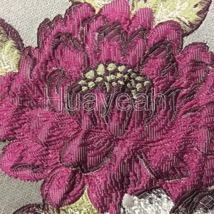 the rose flower pattern 100% polyester jacquard fabric close side