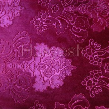 red color velvet floral upholstery fabric - huayeah fabric